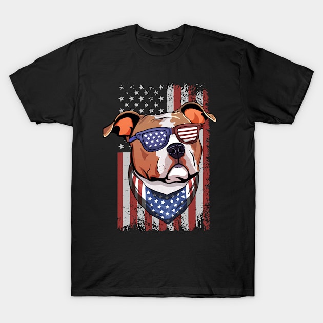 Staffordshire Terrier Dog American Flag Art T-Shirt by USProudness